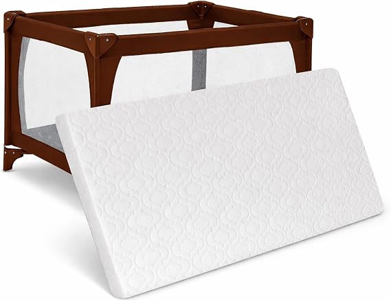 Brillars Thick Travel Cot Mattress to Fit Red-Kite, Graco Hauck & Mamas 93 x 64 x 6 cm Quilted Breathable/Anti Allergenic Foam Removable Cover - UK Made