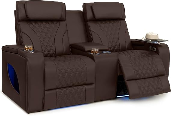 Seatcraft Armada LT Home Theater Seating Brown Loveseat with Storage