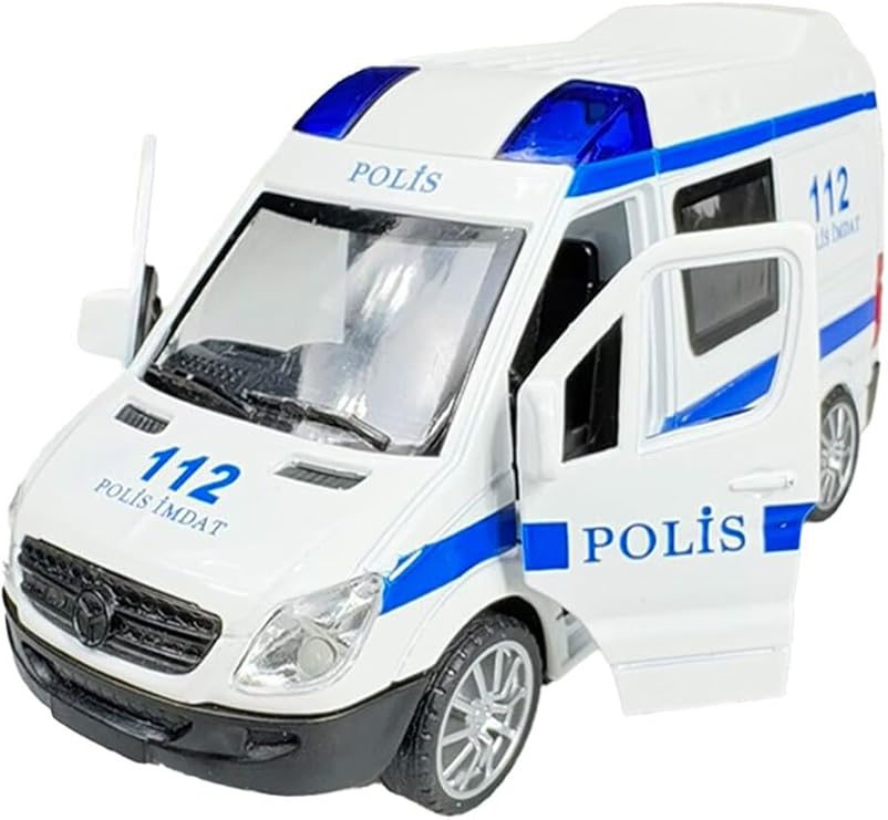 Işıklı Sesli Metal Polis Aracı Çek Bırak Metal Devriye Arabası Kapıları Açılan Aracı 15