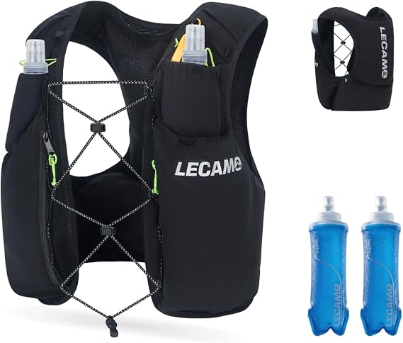 ROOT5 Running Hydration Vest 5L with 2 x 500ml Soft Flasks, Lightweight Running Vest with Water Bottles for Men and Women, Trail Running Pack