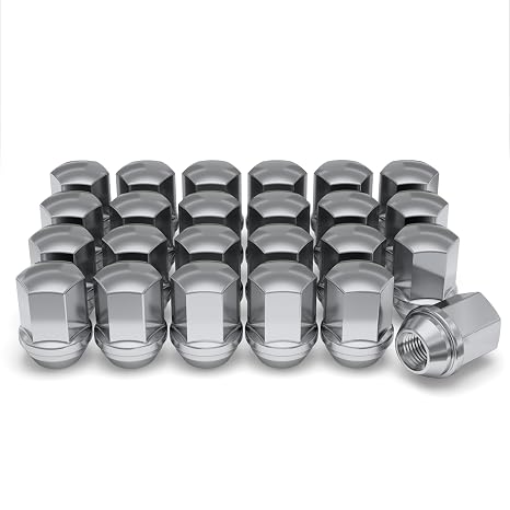White Knight 9/16"-18 Lug Nuts for Dodge and Ram, Factory Style Solid Piece Chrome Duplex Bulge - 1710D-24AM (24 Pack)