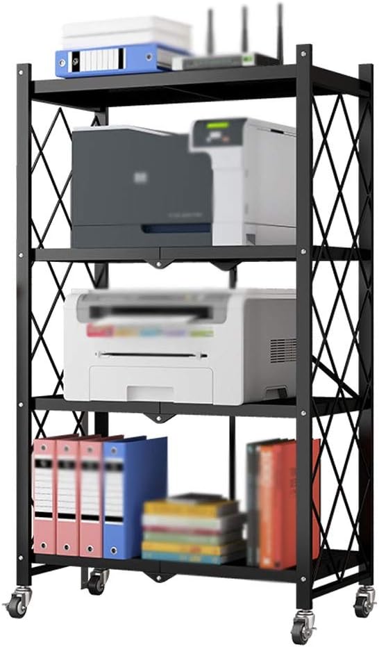 Stands Printer Stand 4-Layer Floor-Standing Printer Stand Mobile Printer Shelf, Office Fax Machine Scanner Stand, Kitchen Tableware Storage Rack Multifunctional Stand(Color:Black)