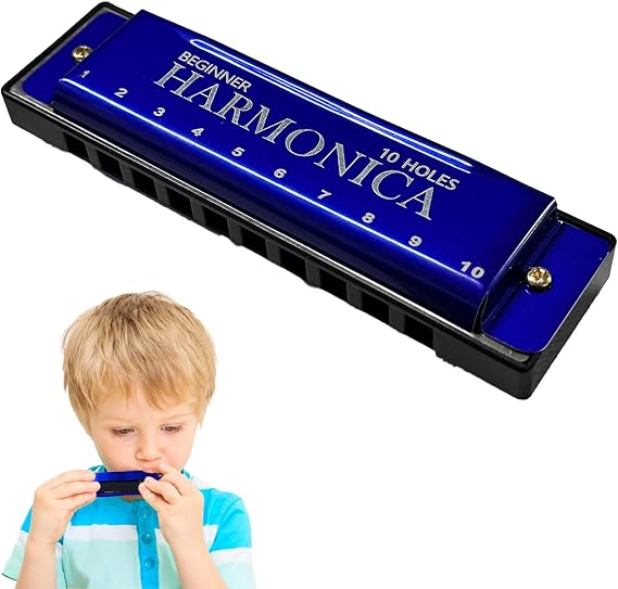 Blue Harmonica 10-Hole, 20-Tone Harmonicas for adults- Mouth Organ