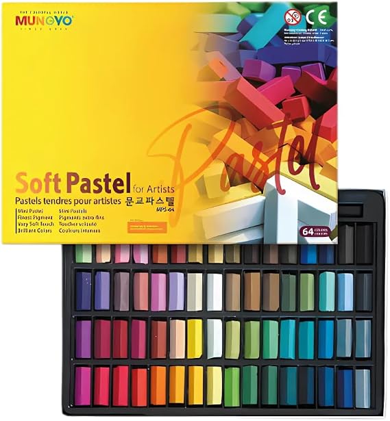 MUNGYO Soft Pastel Set 64 Vibrant Colors for Artists | Smooth & Blendable | Square Shape