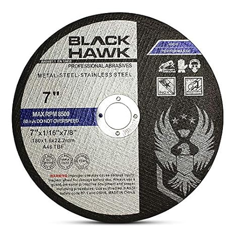 BHA Metal and Stainless Steel Cut Off Wheels for Angle Grinders, 7 x 1/16 x 7/8 - 25 Pack