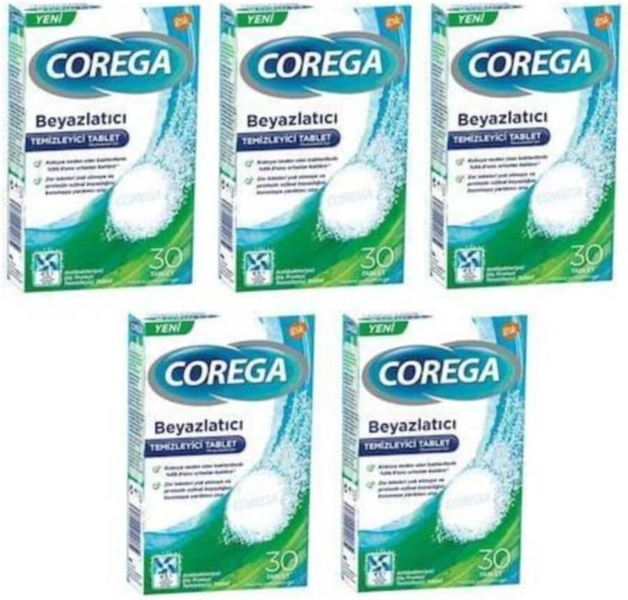 Corega Dental Prosthesis Whitening Cleaner 30 Tablets x 5 Boxes