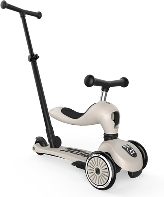 Scoot & Ride Highwaykick 1 Push and Go Kickboard oturaklı çocuk scooter'ı, 2'si 1 arada direksiyonlu denge bisikleti, 1 2 yaşından itibaren, yüksekliği ayarlanabilir, aletsiz