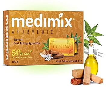 Medimix Herbal Handmade Ayurvedic Soap with Sandal with Eladi Oil for Blemish-Free Skin 125 Gram Pack of 4
