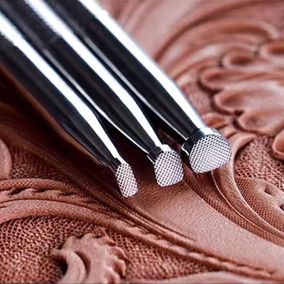 Leather Stamps 3Pcs Checkered Stamps Steep Angle Beveler Set Stainless Steel Leather Stamping Tools Professional Carving Craft Leathercrafting