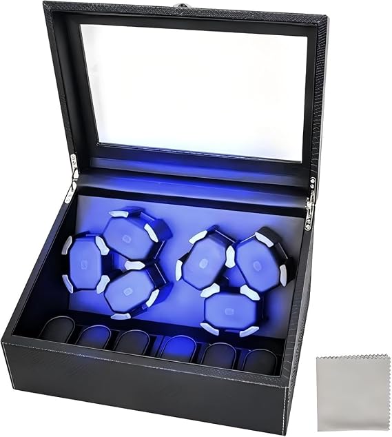 hightall Automatic Watch Winder for 6+6 Watches - Watch Winder Box with Ultra Quiet Motor Anti-Scratch Memory Foam & Stable Stand Watch Winder for Rolex Omega & Automatic Watches