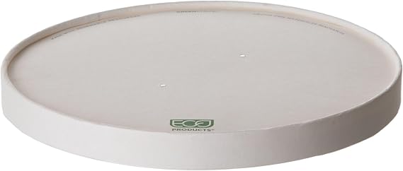 Eco-Products GreenStripe Compostable Paper Squat Food Bowl Flat Lids, Case of 300, Fits 26-48oz Containers, Paper Lid Lined With Plant Based Plastic, ASTM Compliant, BPI-Certified