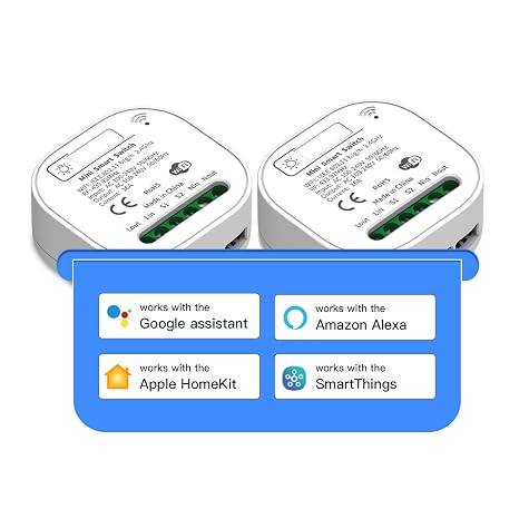 Homekit WiFi Relay Switch, Smart Relay Wireless Remote Control Light Switch Voice Control Outlet Timer Work with Siri, Alexa and Google Assistant DIY Your Home 2 Pack (Square)