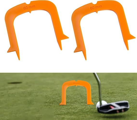 Align Putting Gates Practice Set for Providing Alignment & Accuracy Assistance, Golf Putting Practice Aid, Alignment Tool, Golf Putting Mat Trainer for Use on The Green, 60mm W Orange