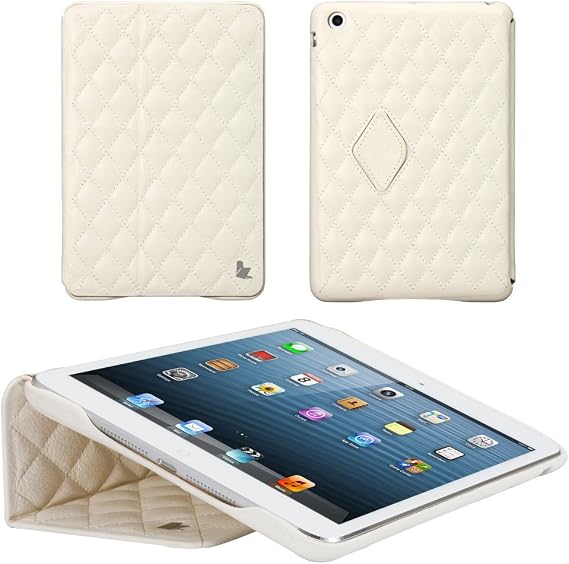 JISONCASE iPad mini 1 本革レザーケース オートスリープ機能付 ホワイト JS-IDM-02G00