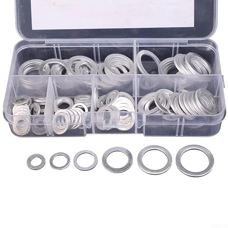 aluminum Metric Sealing Washers set, 50/100/120 pcs for Solid aluminum Washer Set Copper Flat Washer Gasket Assortment Kit Sump Gasket Crush Washer Assortment Hardware Accessories