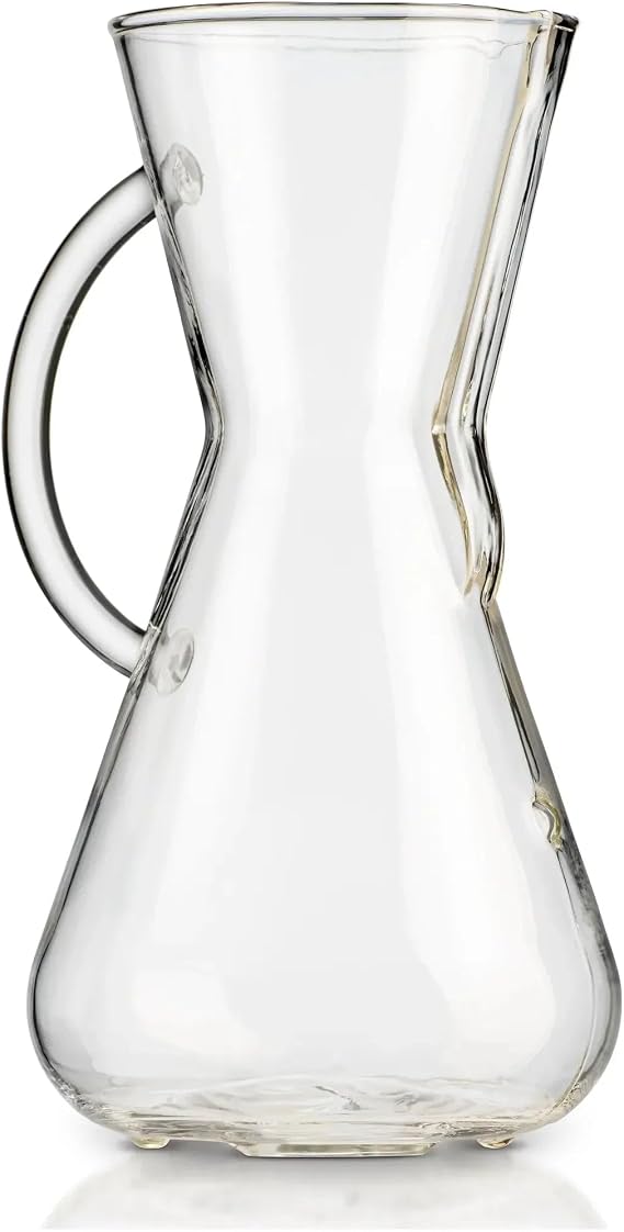 Chemex Pour-Over Glass Coffeemaker - Glass Handle Series - 3-Cup - Exclusive Packaging | All-Glass Handle Manual Drip Coffee Brewer, Borosilicate Glass, Uses FP-2 Filters, Sediment-Free