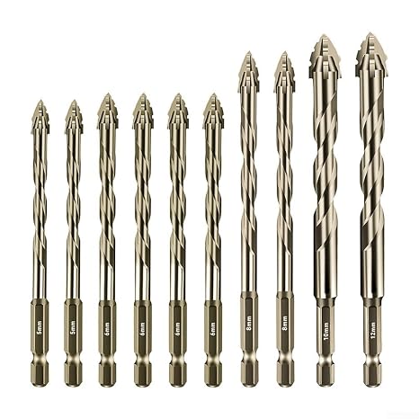 4 Flute Eccentric Drill Bits Set for Wood & Metal 10 Pcs with Hex Shank