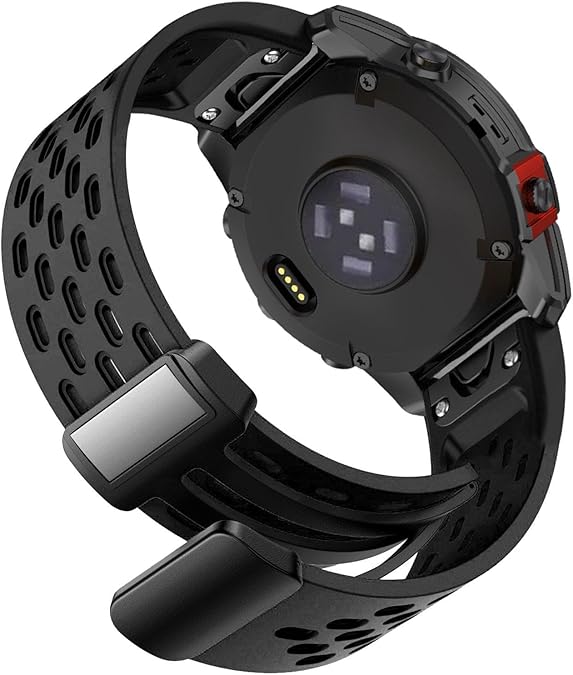 Abanen Air-holes Silicone Quick Fit Watch Band for Garmin Fenix 8 51mm / epix Pro 51mm / Enduro / Instinct 2X / Instinct 3 50mm, Soft Sport Wrist Strap with Fold-over Magnetic Closure for Fenix 7X/ 6X/5X