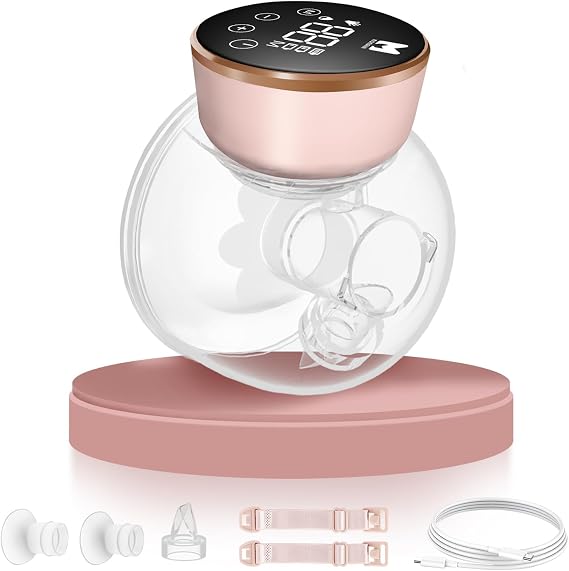 Electric Breast Pump, Hands-Free Ultra Quiet Electric Breast Pump with 3 Modes & 9 Suction Levels, Leak-Proof Design, 19/21/24MM Flanges, Portable for Nursing Moms (1 Set)