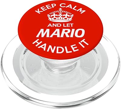 Keep Calm And Let Mario Handle It Red PopSockets PopGrip: Swappable Grip for Phones & Tablets PopSockets MagSafe PopGrip for iPhone