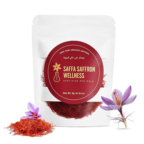 Saffa Saffron Premium Pure Saffron Threads (East Africa Origin) | 100% Natural Red Gold Spice | Handpicked, Dried, and Lab-Tested | Perfect for Cooking, Tea, and Wellness - 5g(Sachets).