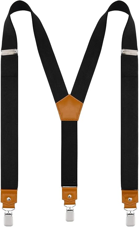 Suspenders for Men Y Back Adjustable Elastic with Strong Clips 47 Inches