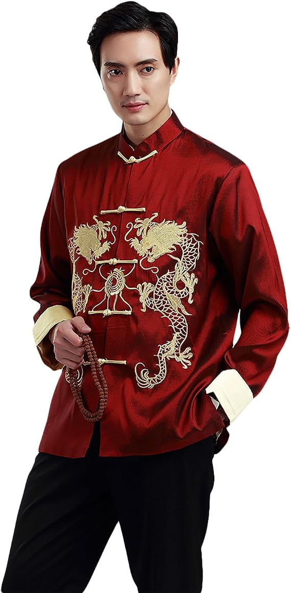 ZooBoo Chinese Clothing Tang Suit - Traditional China Costume Martial Arts Tangzhuang Kung Fu Jacket Dragon Totem Uniform