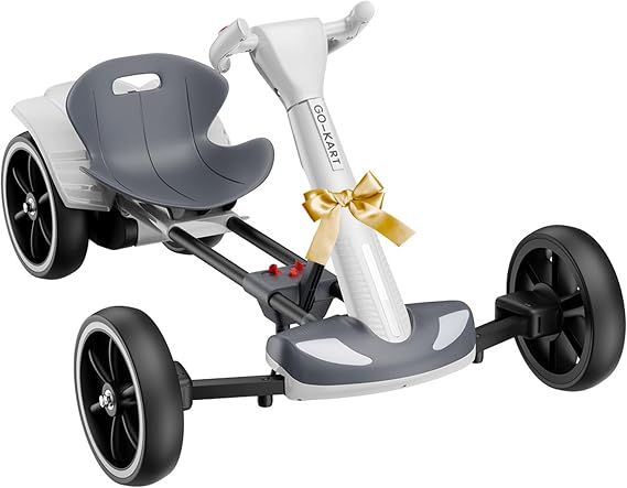 Electric Go Kart for Kids Ages 2-4,Kids Electric Go Kart,390W Motors,6V Go Kart with 4 Wheels&LED Lights,Gift for Boys & Girls,White