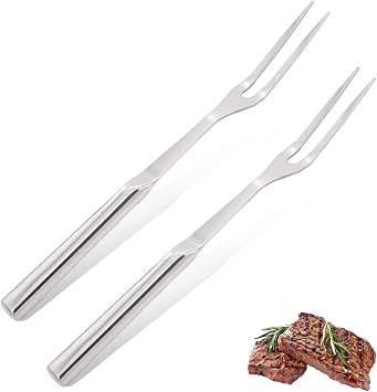 2 Pcs Carving Fork, Meat Cooking Utensil, Kitchen Forks 2 Prong, Long Handle Fork, Granny Fork, Anti-Rust, Heat-Resistant For Grill, Cooking And Serving