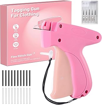 Stitch Gun for Clothes - No-Sew Handheld Quick Clothing Fixer with 6 Mini Needles & 2000 Micro Fasteners 1000 White+1000 Black, Retail Price Tagging Gun Fabric Stapler for Temporary Sewing