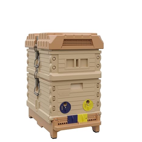 Apimaye Insulated 7 Frame Langstroth Nucleus Assembled Bee Hive Hybrid Set [NO Frame] [Tan]