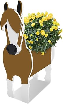 Cow Planter Animal Planter Pot Cow/Horse/Zebras/Goat/Sheep/Donkey Flower Pot Cute PVC Planter Plant Pot Container for Indoor Outdoor Garden Decor(Horse)
