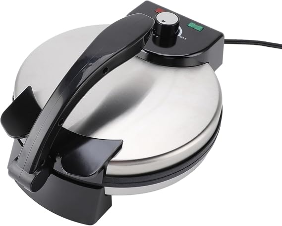 Fockety Electric Tortilla Maker, 10 inch Non Stick Tortilla Press with Temperature Control & Stainless Steel Cover, 1100W Aluminum Electric Roti Maker for Pitas, Chapati, Roti, Flatbread