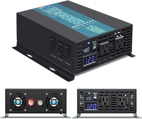 WZRELB 1500W 48V 120V Pure Sine Wave Power Inverter with 2 AC Outlets,Car Inverter