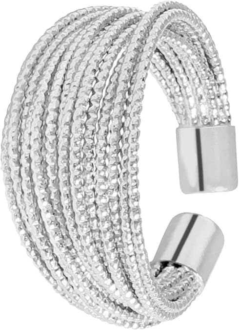 EXPHAIN Statement Adjustable Ring For Women Multi Layer Strand Unique Ring Wrap Minimalist Fashion Silver Rings Jewelry