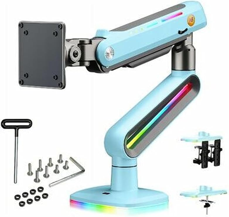 North Bayou Nb M8 Profesyonel Rgb Aydınlatmalı 32-60 Inç Amortisörlü Oyuncu Monitör Kolu Mavi (2-20 Kg)