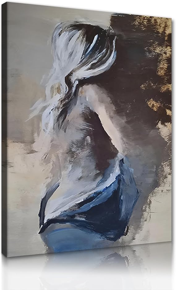 Yeesjoee Sexy Canvas Wall Art Naked Girl Wall Decor Nude Art Black and White Painting Print for Living Room Bedroom, 18 x 24inch