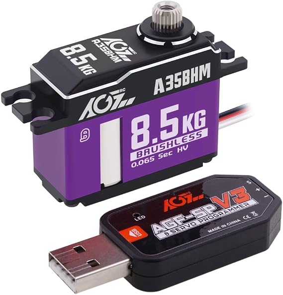 AGFRC A35BHM 8.5KG Brushless RC Steering Servo and AGF-SPV3 Servo Programmer