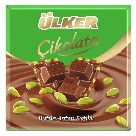 Ulker Turkish Milk Chocolate with Pistachio (Sutlu Fistikli Cikolata) 30 x 70 Gr
