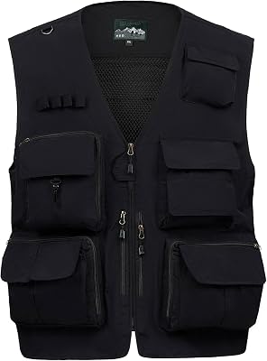 AOTORR Mens Outdoor Work Safari Cargo Photo Travel Fishing Vests for Men with Multi-pockets
