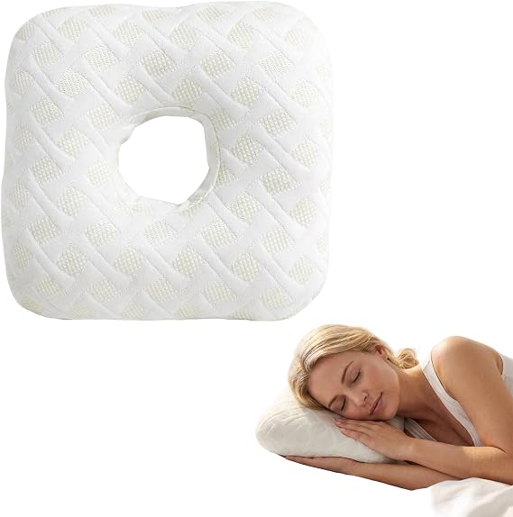 Piercing Pillow, Ear Piercing Pillow with Hole for Side Sleepers, Customisable Ear Pain Relief Pillow, Donut Pillow for Ear, Machine Washable Design with Comfortable Fabric
