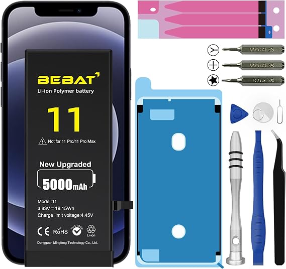 Replacement for iPhone 11 Battery, 5000mAh High Capacity Li-ion Polymer Replacement Battery for Model A2111, A2223,A2221 with Professional Repair Tool Kits