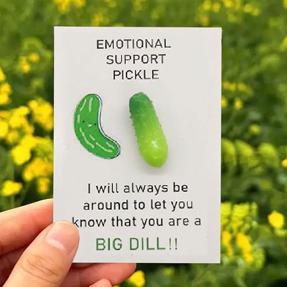 1Pc Emotional Support Pickle Bulk, Mini Pocket Hug Pickle, Positive Pickle Ornament with Greeting Card, Inspirational Cucumber Card Mini Pickle Figurine Big Dill Christmas Appreciation Gifts