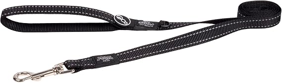 Reflective Dog Leash for Large Dogs, 3/4" wide, 6' long, Black