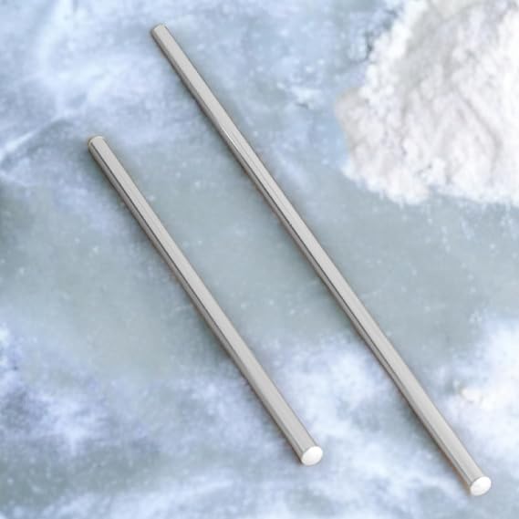 Badem10 Aluminum Metal Rolling Pin Set of 2 74-49 cm Pastry Dough Phyllo Rolling Cylinder Round Long Short Kitchen