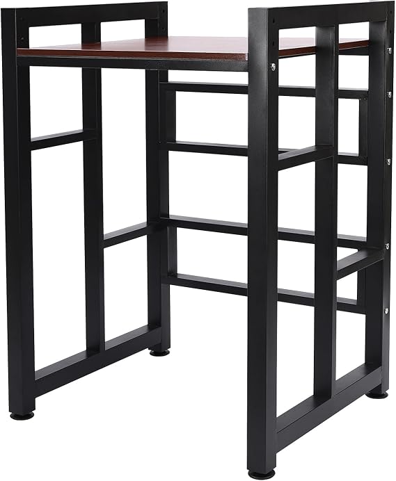 Washer Dryer Stacking Rack Stand Washer and Dryer Storage Shelf with Adjustable Laminate, Washer and Dryer Rack Washing Machine Racks for Laundry Room Apartments (Black+Teak Color)