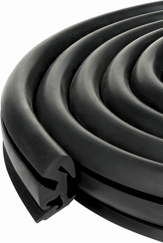 EPDM Dense Rubber Window Locking Gasket/Weather Stripping Window Seal, One-Piece Locking Action (Offset), Fits 1/4 Inch Glass and 1/16 Inch Panel Edge, (160 Feet or 50 Meter)