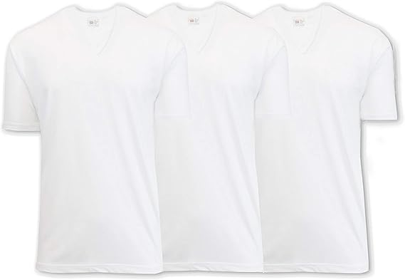 BYC Men's 3-Pack Premium White Cotton V-Neck Shorts Sleeve T-Shirts