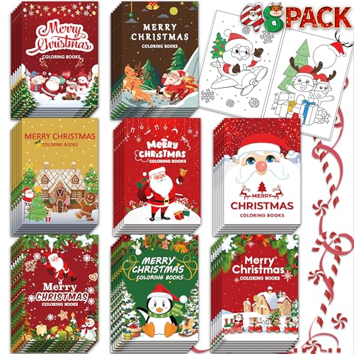 48 Pack Christmas Coloring Books for Kids Girls Boys, Xmas Holiday Party Favors Gifts Bulk Coloring Books, Xmas Stockings Goodie Bags Stuffer Filler Fun Holiday Party Supplies