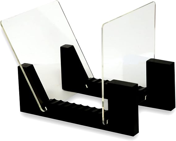 VK Royal Vinyl Records Storage Holder Display Stand 7' Holds Up to 25 LP's Wood Stand, Rubber Grip Pad and Clear Acrylic Ends Vinyl Record Storage (Black)